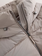 Grey Shower Resistant Hooded Long Wadded Coat - Image 6 of 7