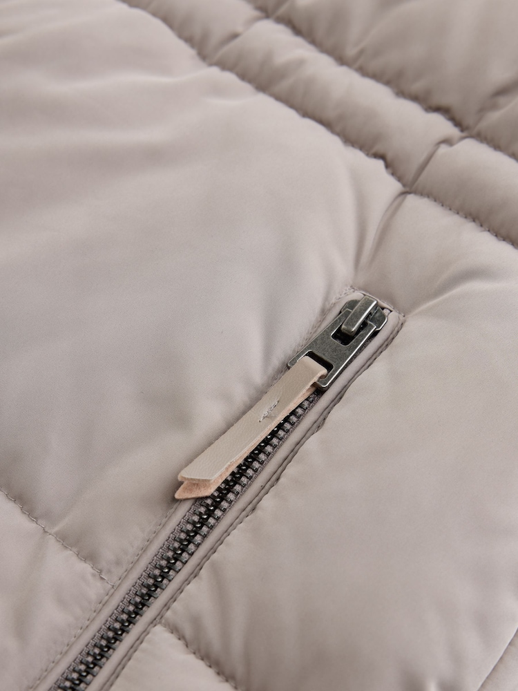 Grey Shower Resistant Hooded Long Wadded Coat - Image 7 of 7 Grey Shower Resistant Hooded Long Wadded Coat - Image 7 of 7