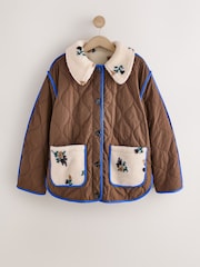 Brown/Floral Reversible Borg Quilted Jacket - Image 8 of 11