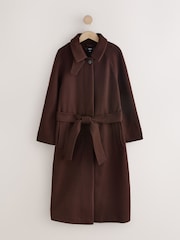 Chocolate Brown Belted Unlined Coat - Image 1 of 3