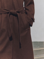 朱古力啡色 - Belted Unlined Coat - 圖片 5，共 8