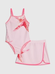 River Island Pink Starfish 2 Piece Swimsuit & Skirt Set - Image 1 of 5