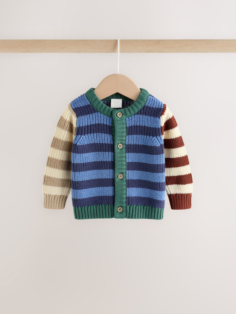 Blue Stripe Knitted Cardigan and Legging Baby Set (0mths-2yrs) - Image 2 of 10 Blue Stripe Knitted Cardigan and Legging Baby Set (0mths-2yrs) - Image 2 of 10