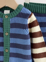 Blue Stripe Knitted Cardigan and Legging Baby Set (0mths-2yrs) - Image 7 of 10