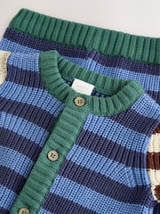 Blue Stripe Knitted Cardigan and Legging Baby Set (0mths-2yrs) - Image 8 of 10