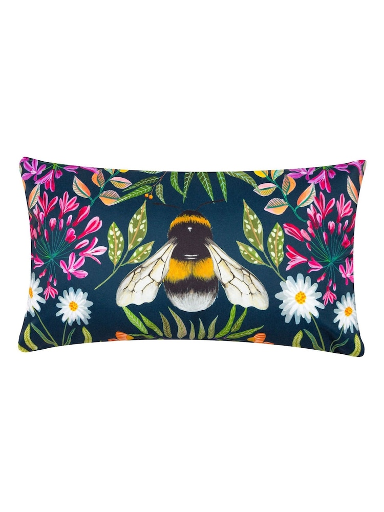 Wylder Navy House Of Bloom Zinnia Bee Outdoor Cushion - Image 2 of 5 Wylder Navy House Of Bloom Zinnia Bee Outdoor Cushion - Image 2 of 5