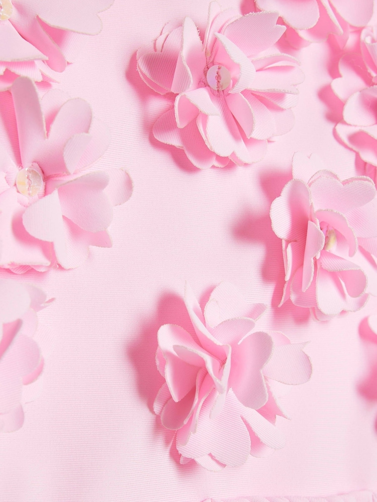 River Island Pink 3D Flower Swimsuit - Image 4 of 4