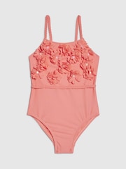 River Island Pink 3D Flower Tutu Swimsuit - Image 1 of 4