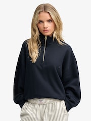 Superdry Blue Monogram Half Zip Sweat Top - Image 1 of 7