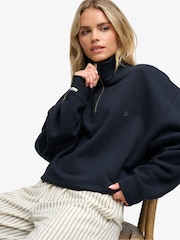 Superdry Blue Monogram Half Zip Sweat Top - Image 3 of 7