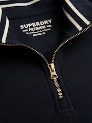 Superdry Blue Monogram Half Zip Sweat Top - Image 7 of 7