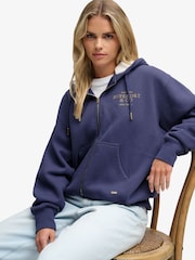 Superdry Blue Luxe Fur Lined Zip Hoodie - Image 3 of 7