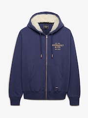 Superdry Blue Luxe Fur Lined Zip Hoodie - Image 6 of 7