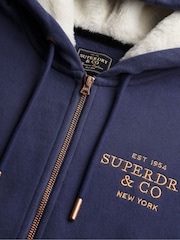 Superdry Blue Luxe Fur Lined Zip Hoodie - Image 7 of 7