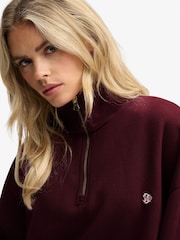 Superdry Red Monogram Half Zip Sweat Top - Image 4 of 7