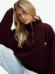 Superdry Red Monogram Half Zip Sweat Top - Image 5 of 7