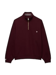 Superdry Red Monogram Half Zip Sweat Top - Image 6 of 7