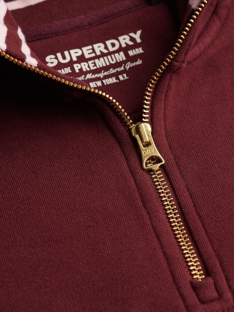 Superdry Red Monogram Half Zip Sweat Top - Image 7 of 7