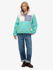 Superdry Aqua Blue Colour Block Pull Over Fleece - Image 4 of 5