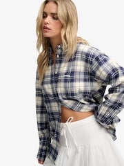 Superdry Blue Check Flannel Relaxed Shirt - Image 1 of 5