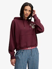Superdry Maroon Red Athletic Applique Track Top - Image 1 of 8