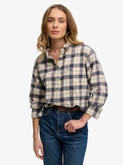 Superdry White Check Flannel Relaxed Shirt - Image 1 of 7