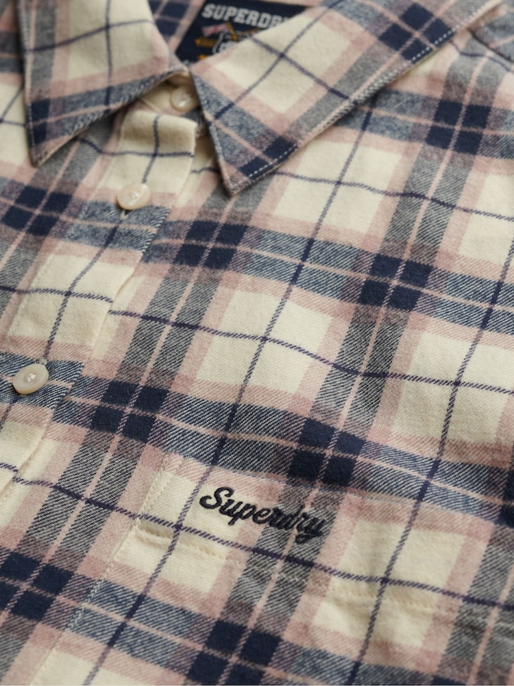 Superdry White Check Flannel Relaxed Shirt - Image 7 of 7