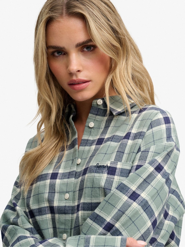 Superdry Green Check Flannel Relaxed Shirt - Image 5 of 5