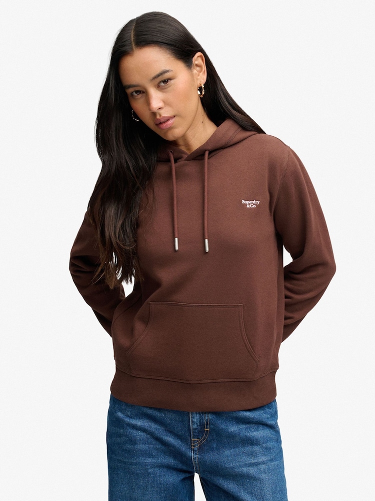 Superdry Brown Signature Emb Hoodie - Image 2 of 6 Superdry Brown Signature Emb Hoodie - Image 2 of 6