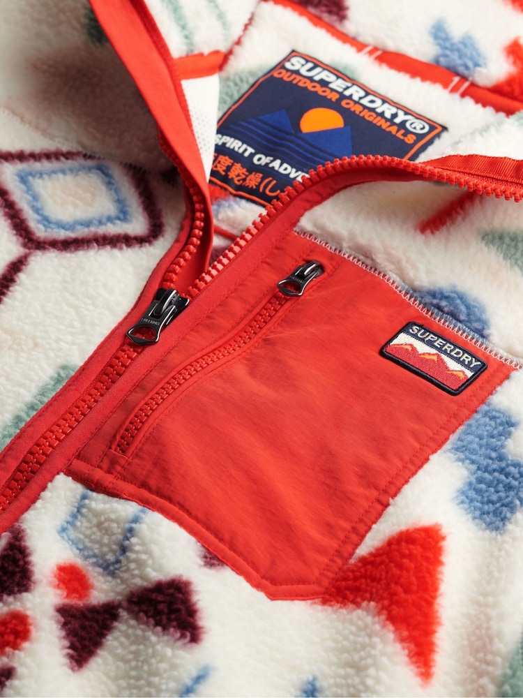 Superdry Red Outdoor Printed Zip Fleece - Image 7 of 7