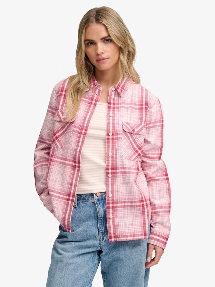 Superdry Pink Lumberjack Check Flannel Shirt - Image 1 of 5