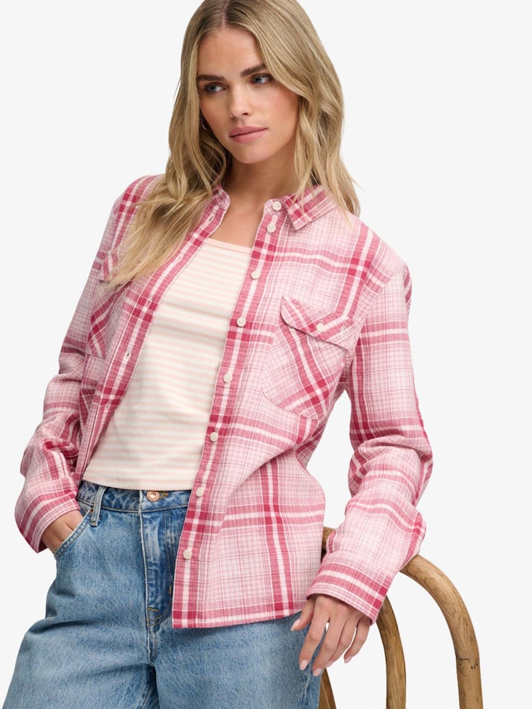 Superdry Pink Lumberjack Check Flannel Shirt - Image 2 of 5