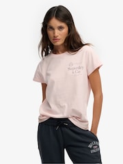 Superdry Pink Luxe Casual Classic T-Shirt - Image 1 of 5