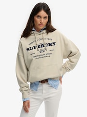 Superdry Cream Luxe Casual Emb Relaxed Hoodie - Image 1 of 7