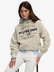 Superdry Cream Luxe Casual Emb Relaxed Hoodie - Image 3 of 7