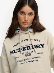Superdry Cream Luxe Casual Emb Relaxed Hoodie - Image 5 of 7