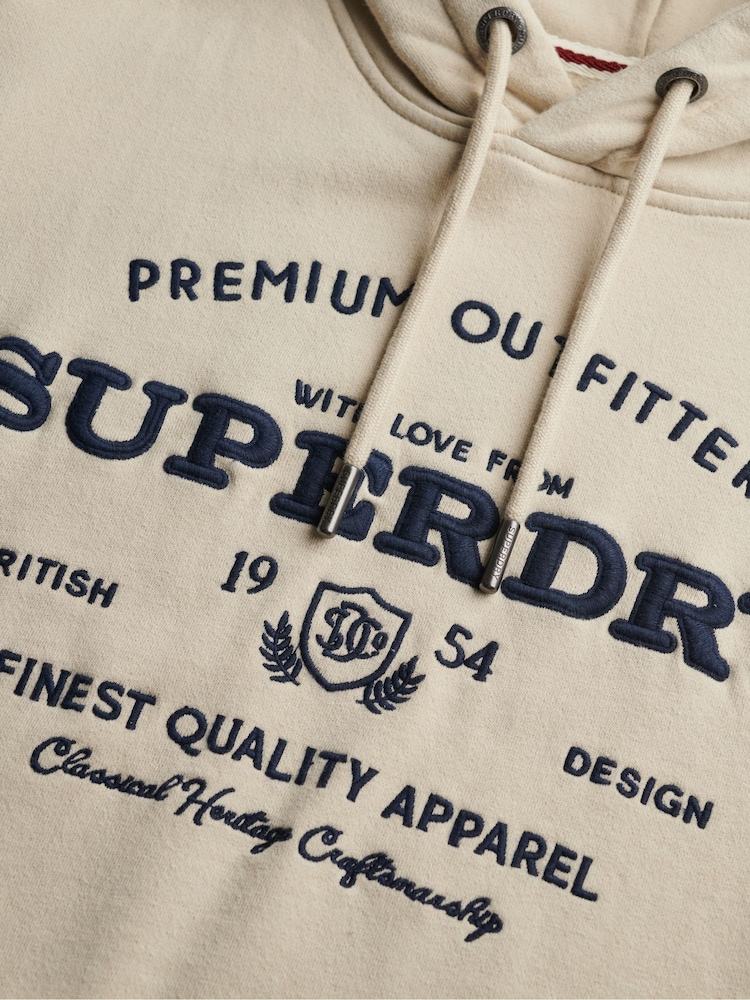Superdry Cream Luxe Casual Emb Relaxed Hoodie - Image 7 of 7 Superdry Cream Luxe Casual Emb Relaxed Hoodie - Image 7 of 7