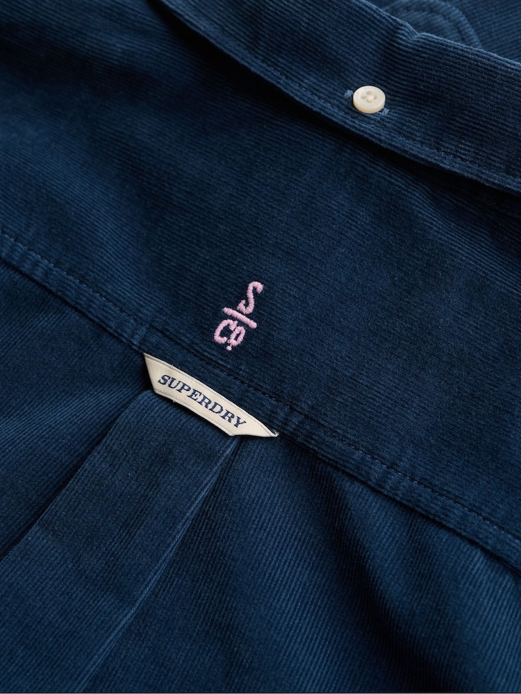 Superdry Blue Needle Cord Long Sleeve Shirt - Image 2 of 2