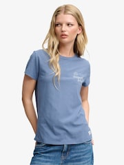 Superdry Blue Luxe Casual Classic T-Shirt - Image 1 of 8
