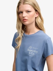 Superdry Blue Luxe Casual Classic T-Shirt - Image 3 of 8