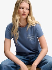 Superdry Blue Luxe Casual Classic T-Shirt - Image 4 of 8