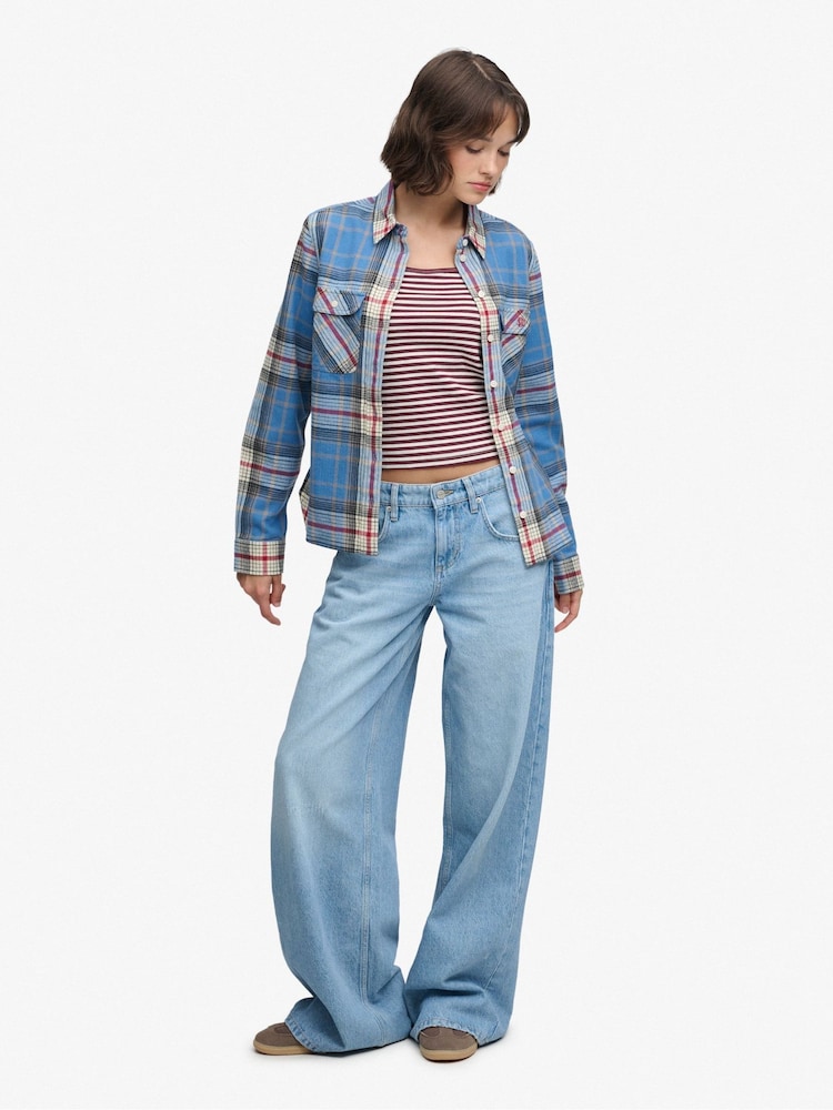 Superdry Sky Blue Lumberjack Check Flannel Shirt - Image 2 of 5
