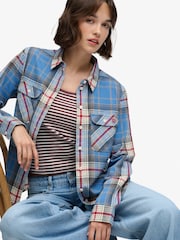Superdry Sky Blue Lumberjack Check Flannel Shirt - Image 4 of 5