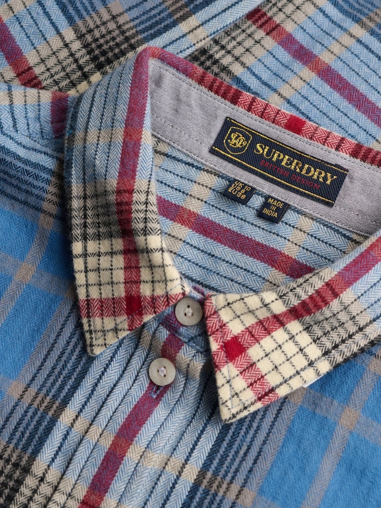 Superdry Sky Blue Lumberjack Check Flannel Shirt - Image 5 of 5