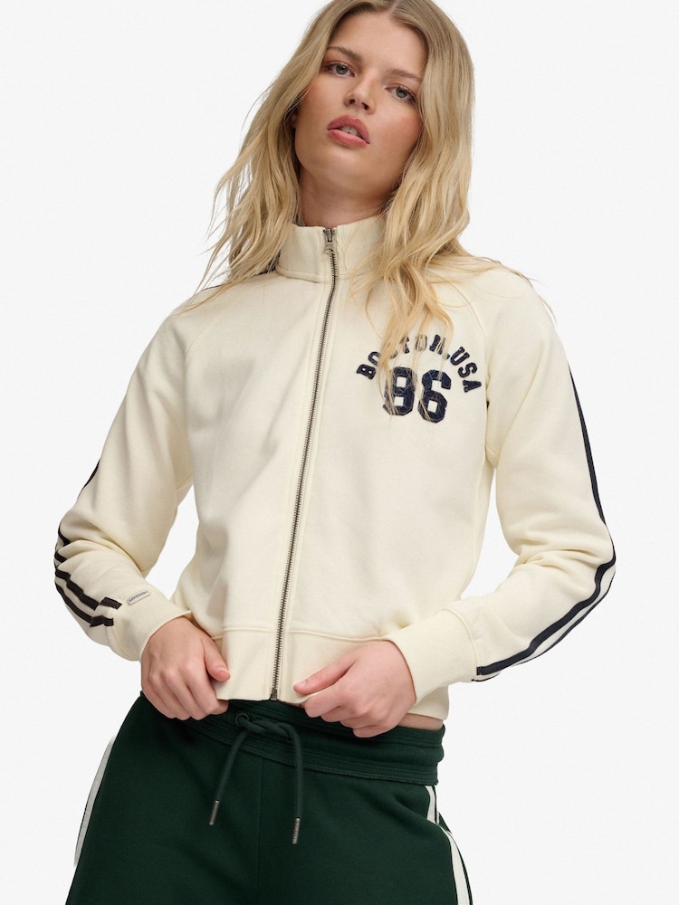 Superdry White Athletic Applique Track Top - Image 2 of 8 Superdry White Athletic Applique Track Top - Image 2 of 8