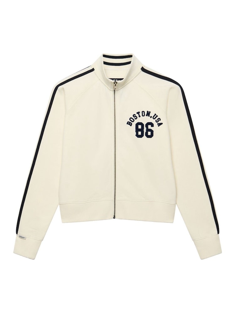 Superdry White Athletic Applique Track Top - Image 8 of 8 Superdry White Athletic Applique Track Top - Image 8 of 8