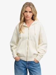 Superdry Cream Luxe Casual Zip Hoodie - Image 1 of 7