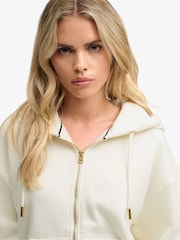 Superdry Cream Luxe Casual Zip Hoodie - Image 3 of 7