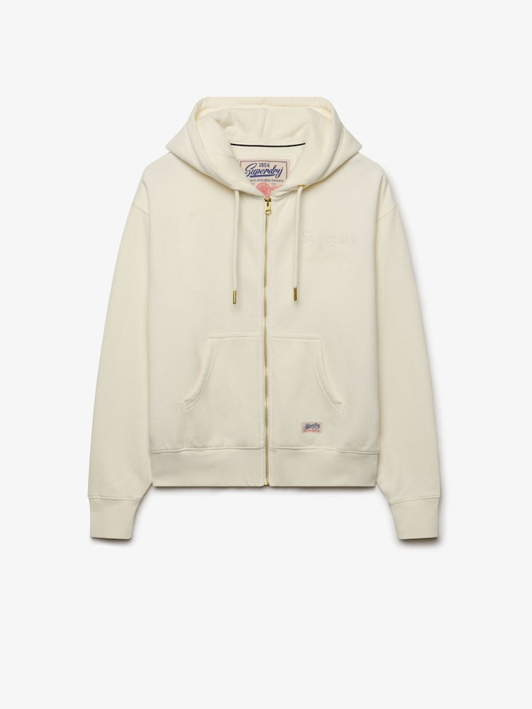 Crema - Sudadera con capucha y cremallera Superdry Luxe Casual - Imagen 6 de 6