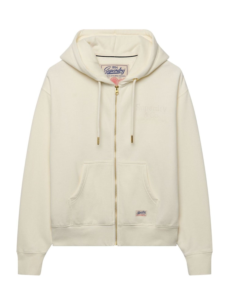 Superdry Cream Luxe Casual Zip Hoodie - Image 7 of 7 Superdry Cream Luxe Casual Zip Hoodie - Image 7 of 7